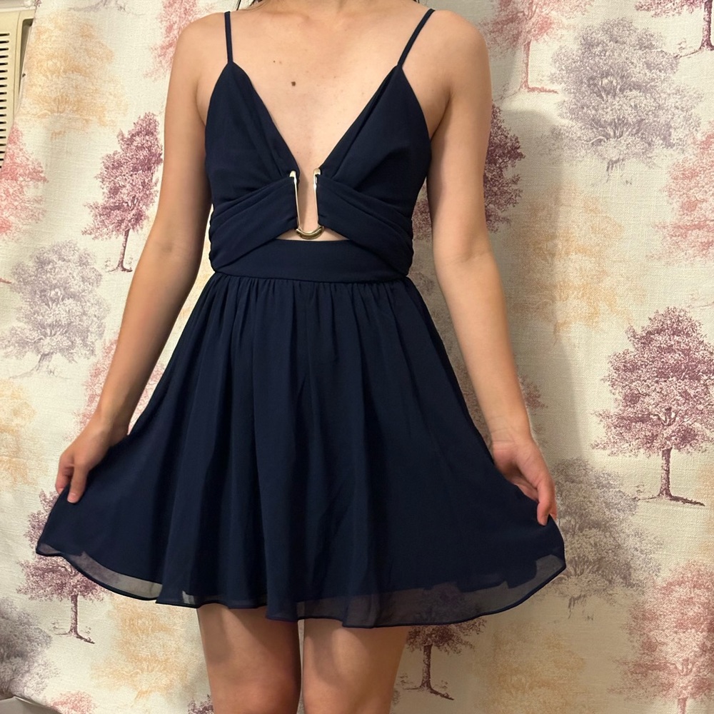 Navy dress with U metal